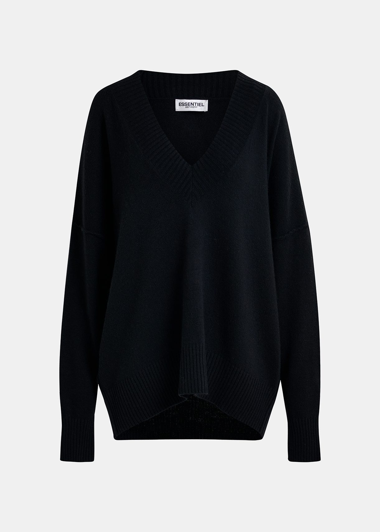 Pull en maille oversize noir à col en V