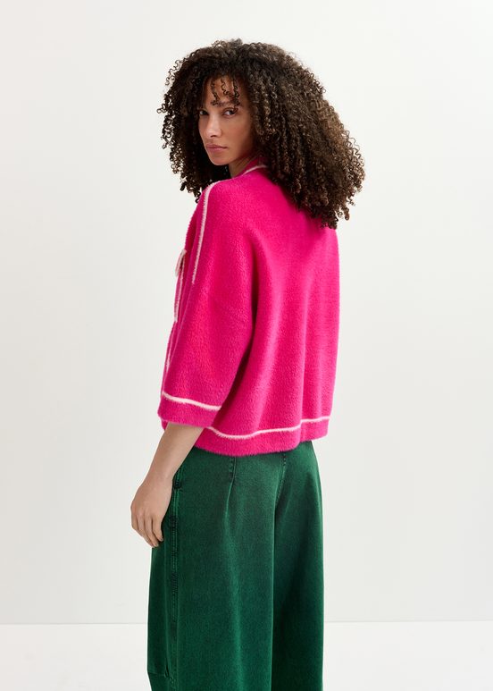 Fuchsia donzige cardigan