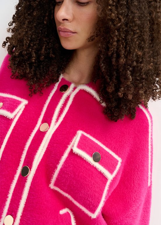 Fuchsia donzige cardigan