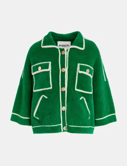 Groene donzige cardigan