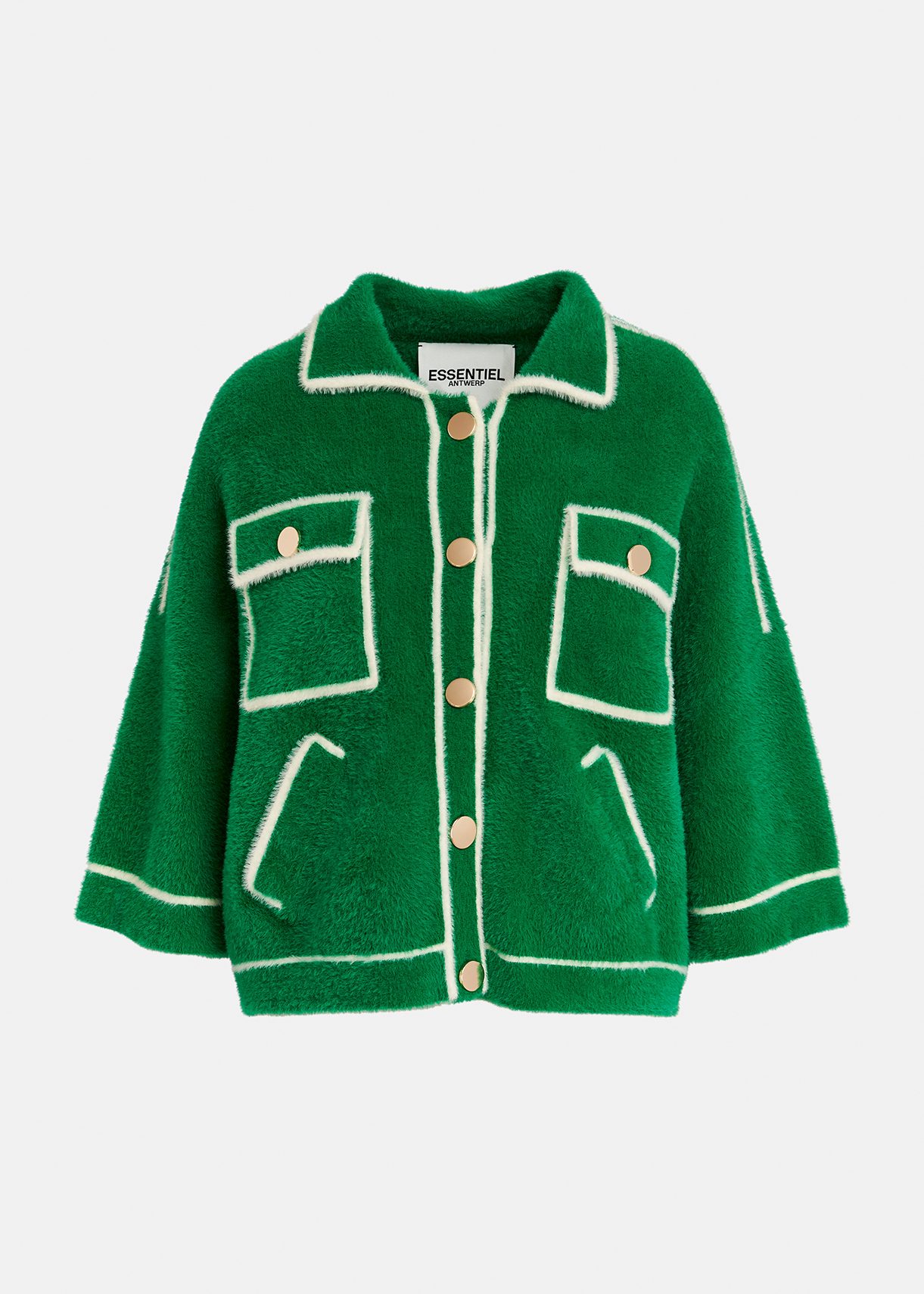 Cardigan vert en tricot pelucheux