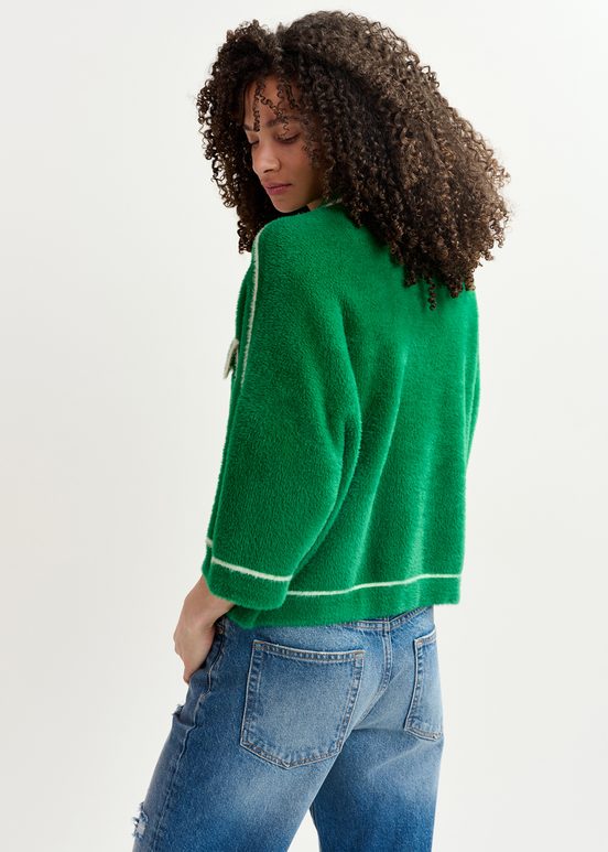 Groene donzige cardigan