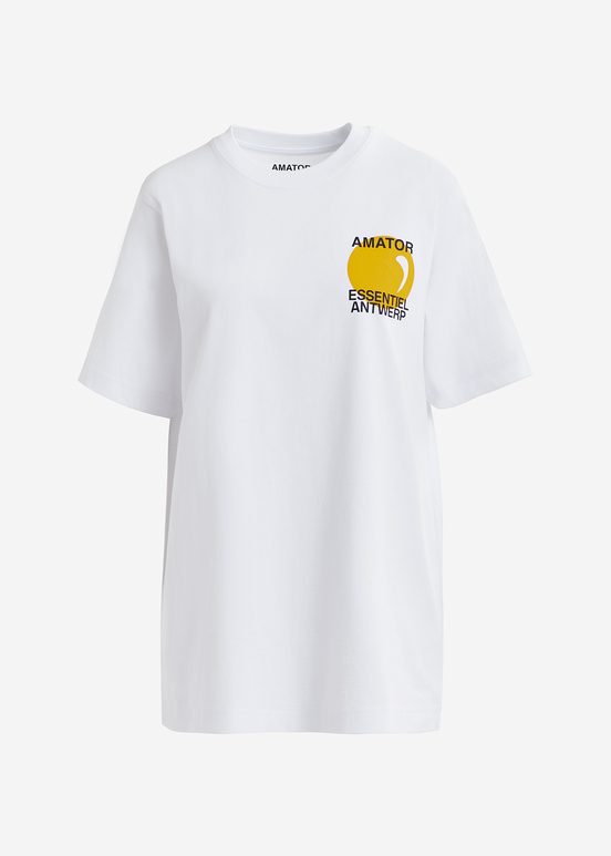 White cotton T-shirt with print - Online exclusive