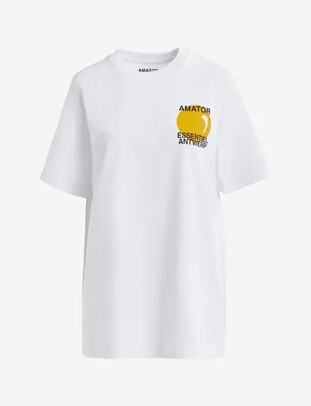 T-shirt en coton blanc à imprimé - exclusivement online