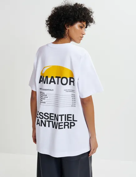 T-shirt en coton blanc à imprimé - exclusivement online