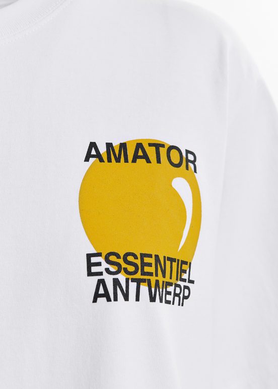 Wit katoenen T-shirt met print - exclusief online