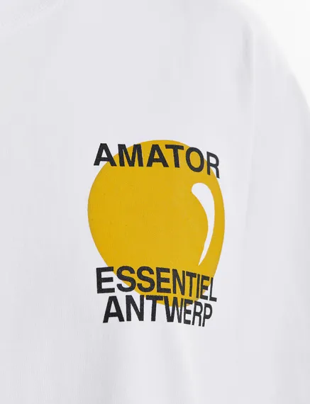 T-shirt en coton blanc à imprimé - exclusivement online