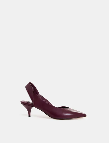 Burgundy leather slingback pumps