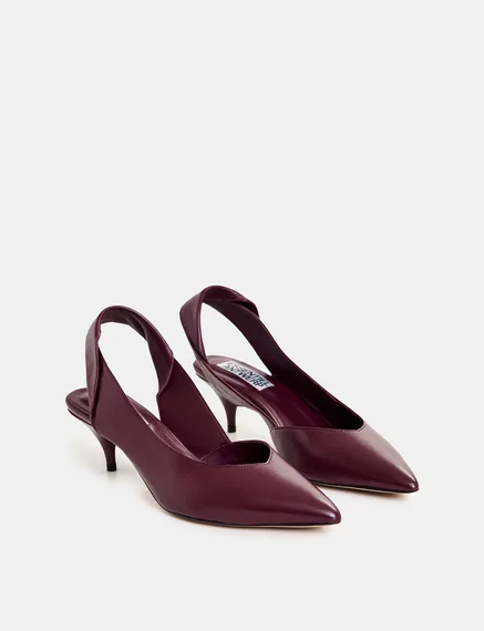 Décolleté slingback in pelle bordeaux