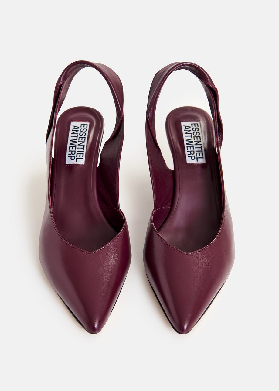 Burgundy leather slingback pumps