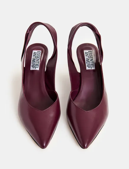 Décolleté slingback in pelle bordeaux