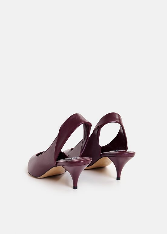 Burgundy leather slingback pumps