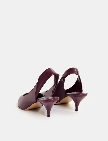 Zapatos de salón «slingback» de piel en color burdeos