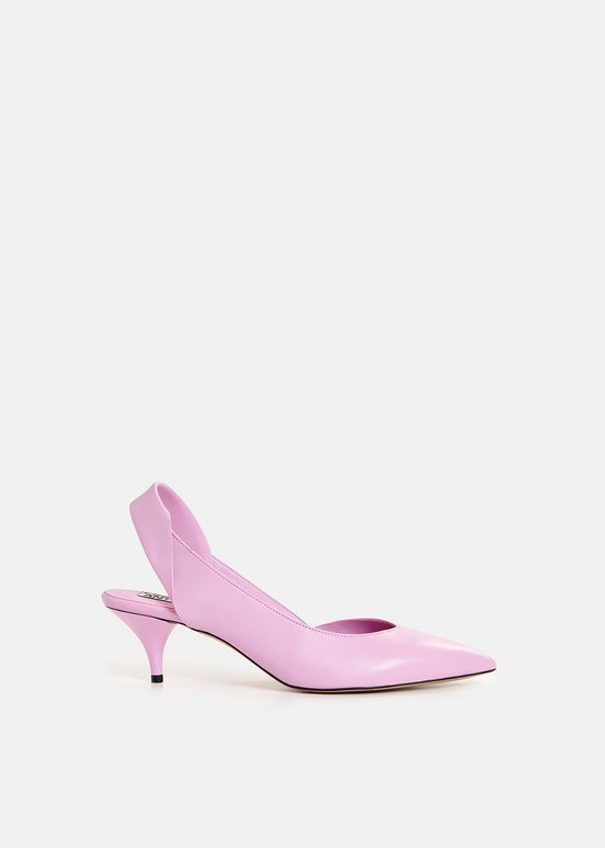 Roze leren slingback pumps