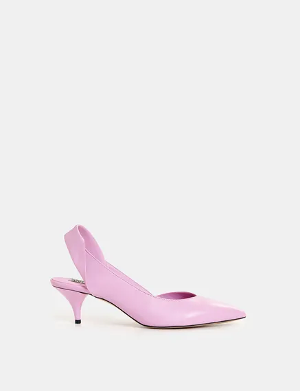 Roze leren slingback pumps