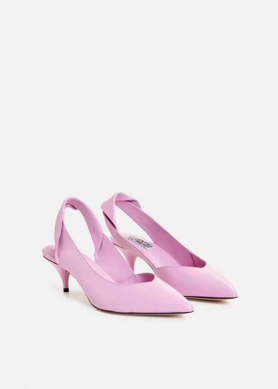 Pink leather slingback pumps