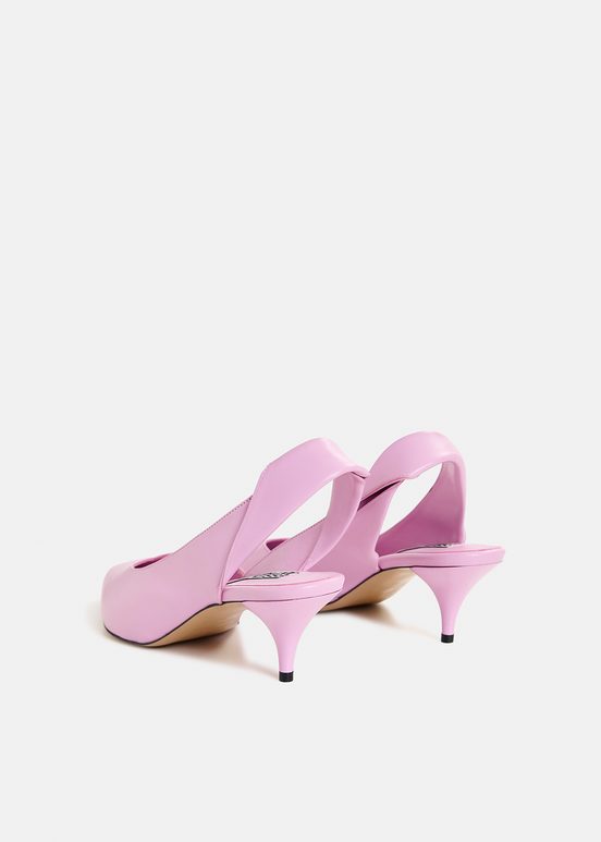 Roze leren slingback pumps