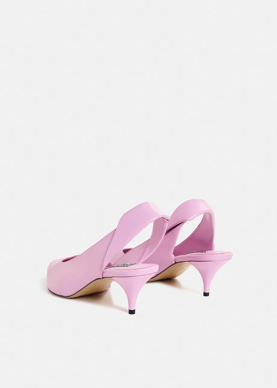 Pink leather slingback pumps