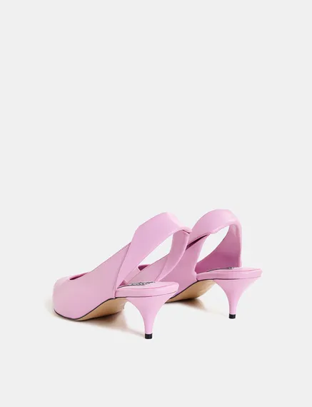 Pinke Slingback-Pumps aus Leder