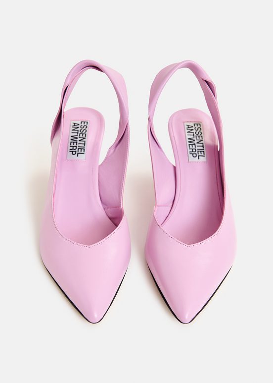 Roze leren slingback pumps