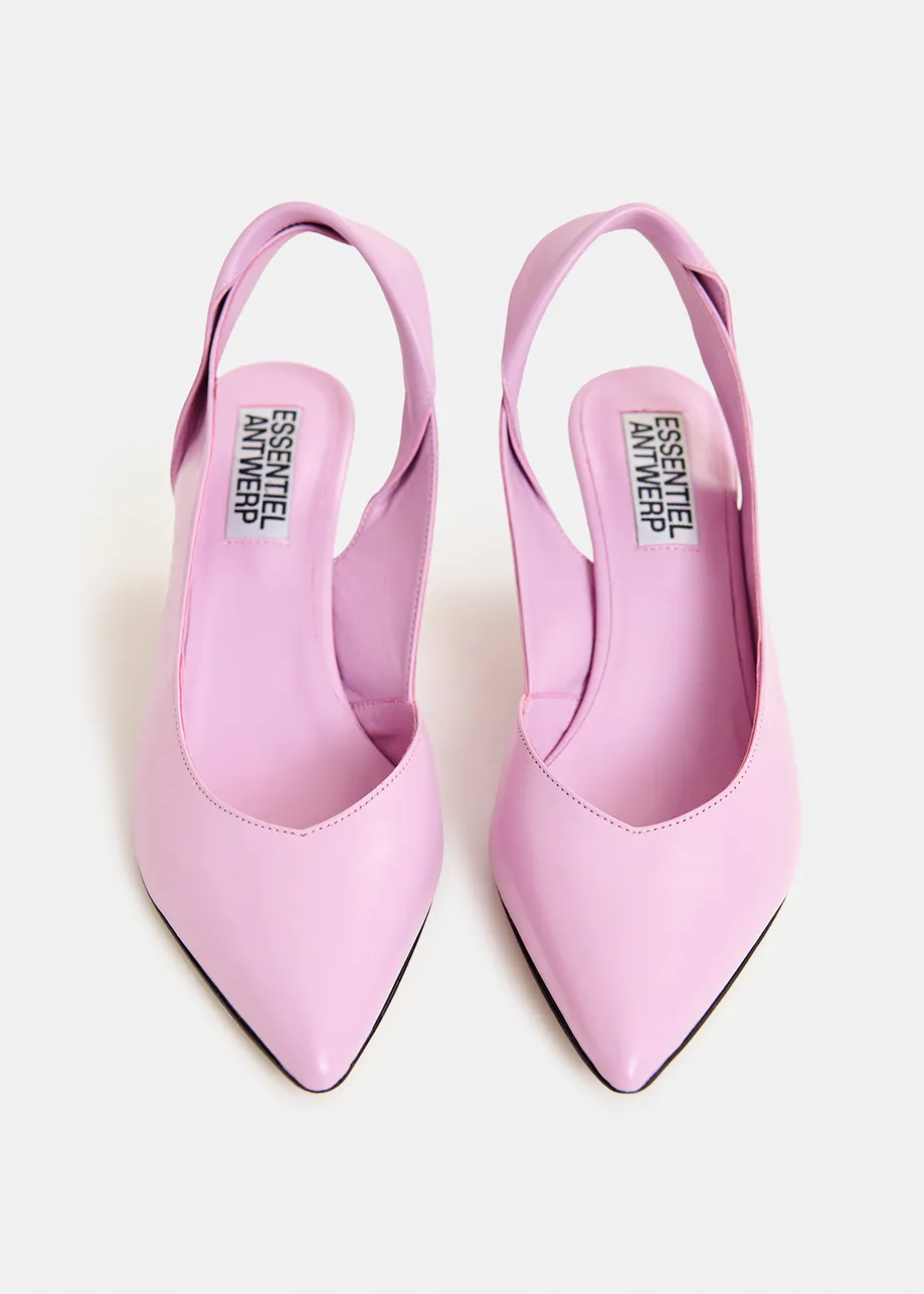 Pink leather slingback pumps