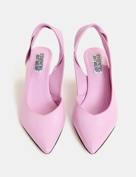 Pink leather slingback pumps