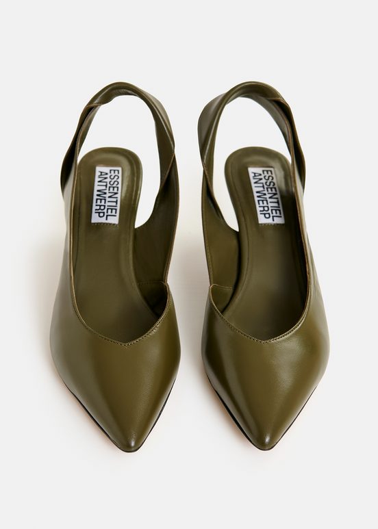 Kaki leren slingback pumps