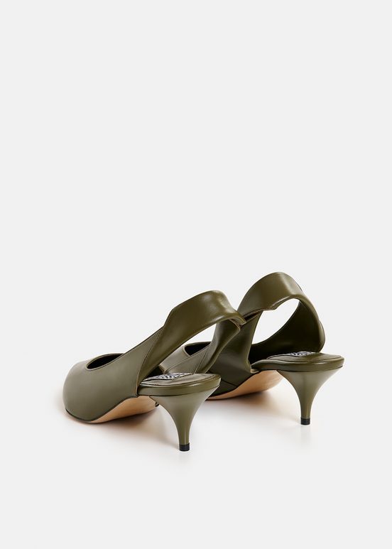 Kaki leren slingback pumps