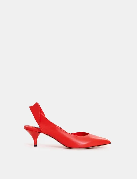 Rote Slingback-Pumps aus Leder