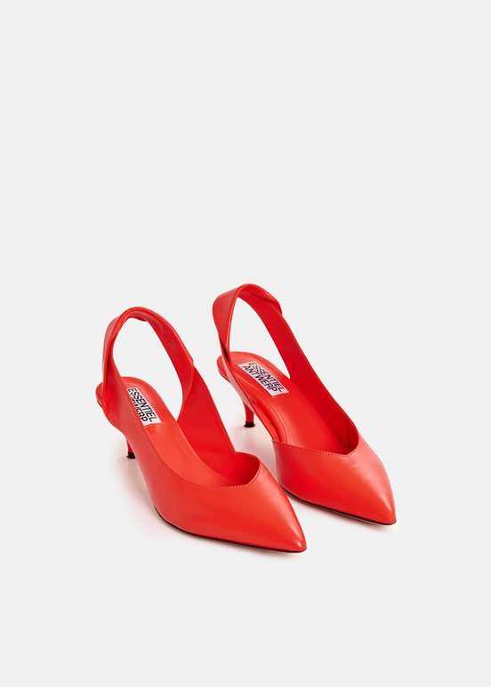 Rote Slingback-Pumps aus Leder