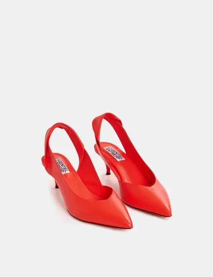 Rote Slingback-Pumps aus Leder