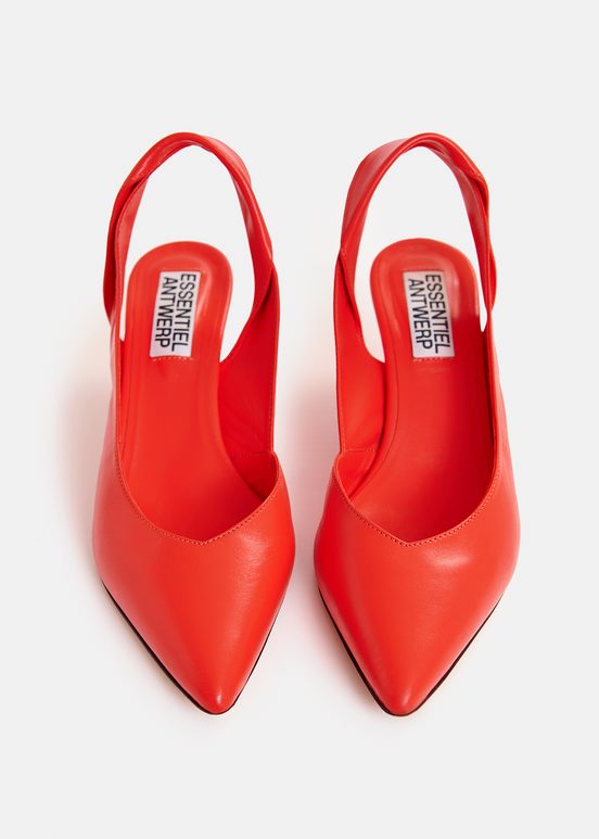 Rode leren slingback pumps