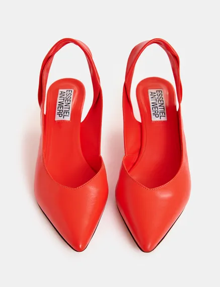 Rote Slingback-Pumps aus Leder