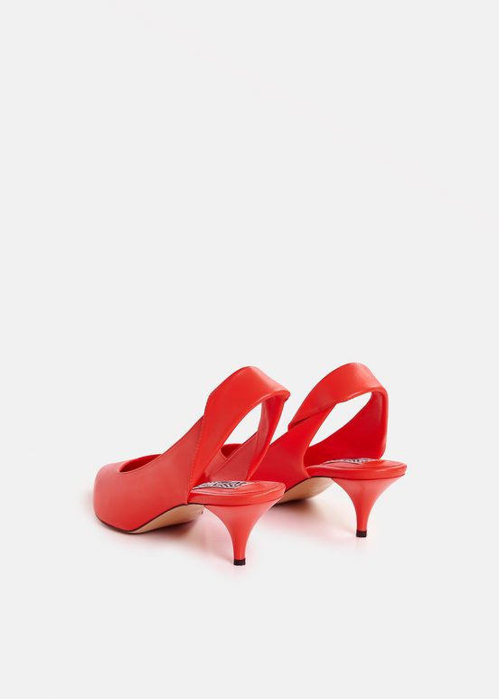 Rode leren slingback pumps