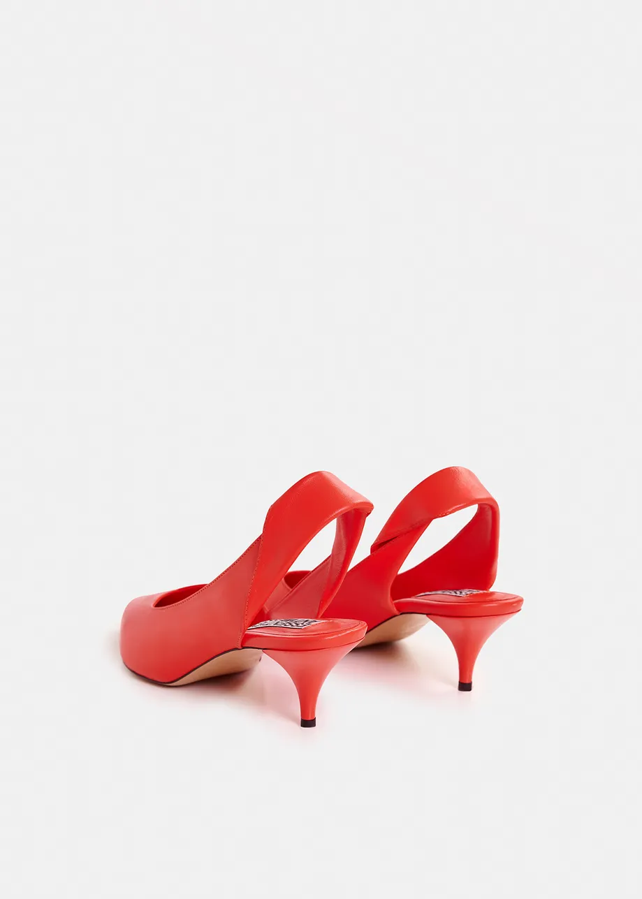 Zapatos de salón «slingback» de piel en color rojo