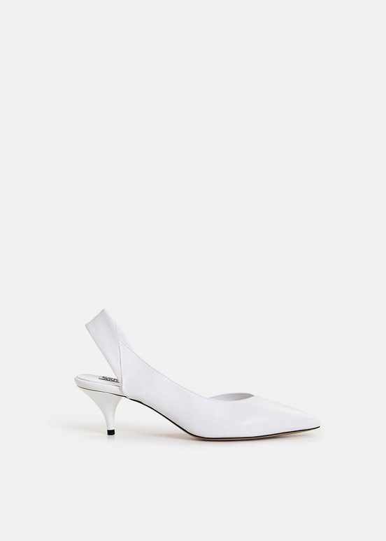 Witte leren slingback pumps