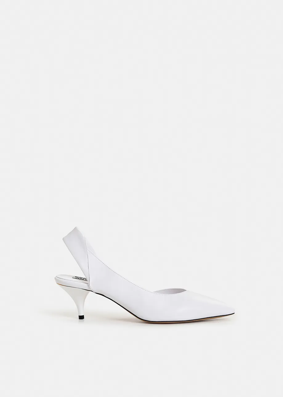 Witte leren slingback pumps