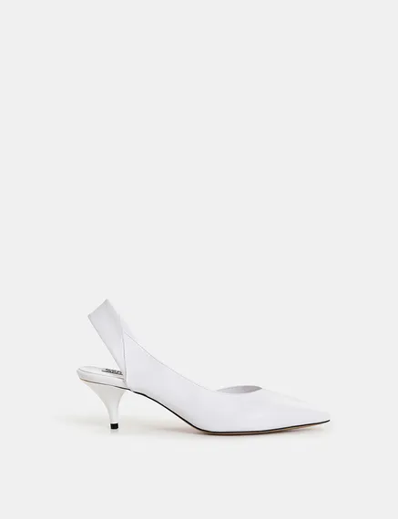 Witte leren slingback pumps