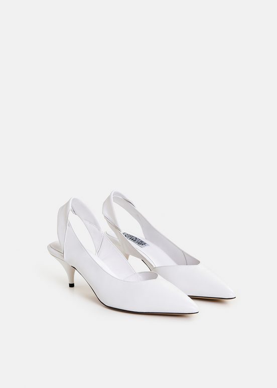 White leather slingback pumps