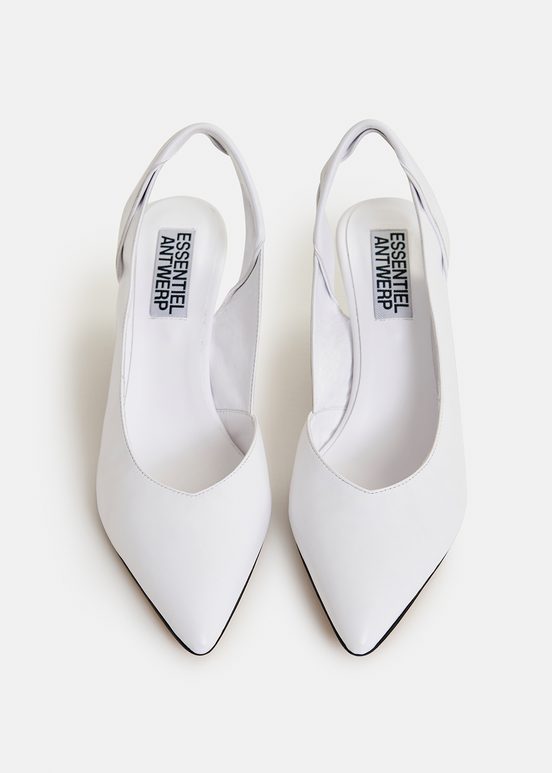 Witte leren slingback pumps