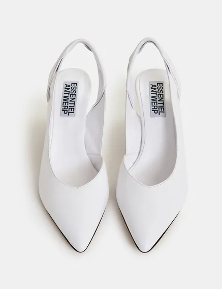 Witte leren slingback pumps