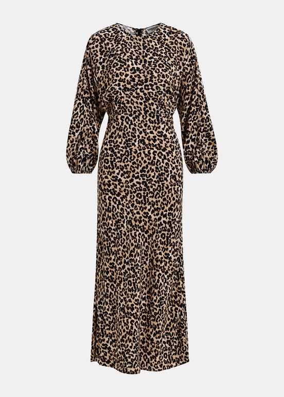 Robe maxi à imprimé léopard brune