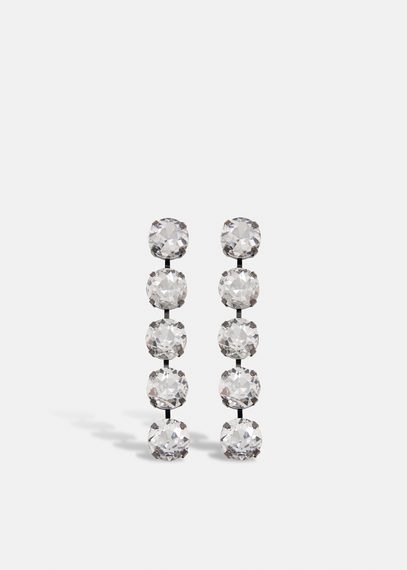 Silver-tone rhinestone earrings