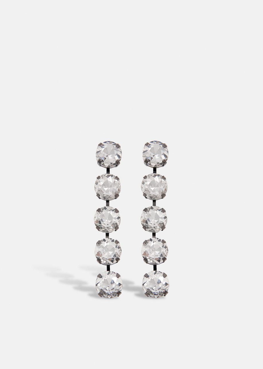 Silver-tone rhinestone earrings