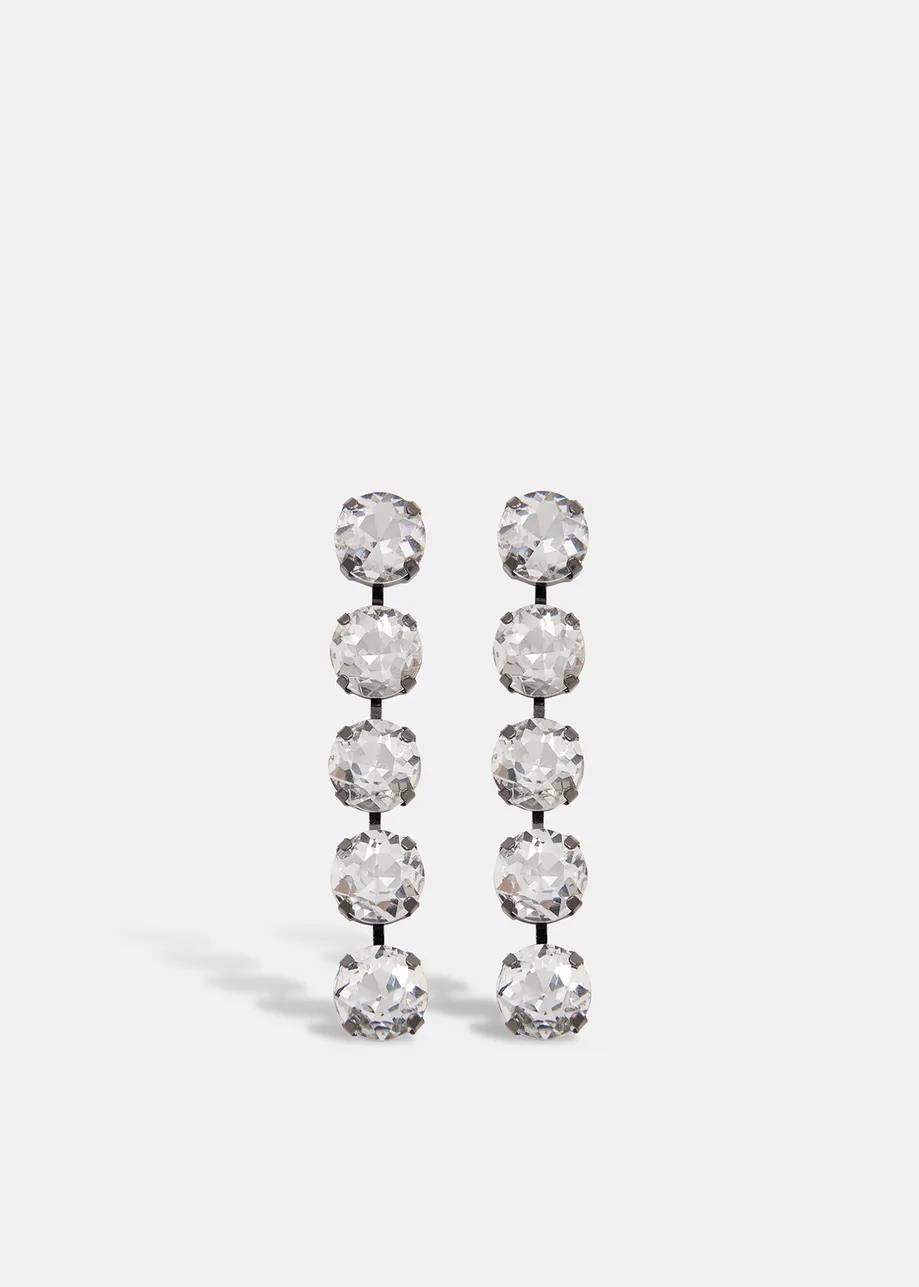 Silver-tone rhinestone earrings