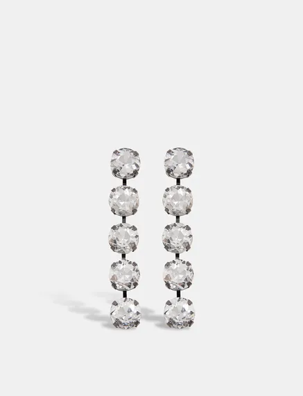 Silver-tone rhinestone earrings