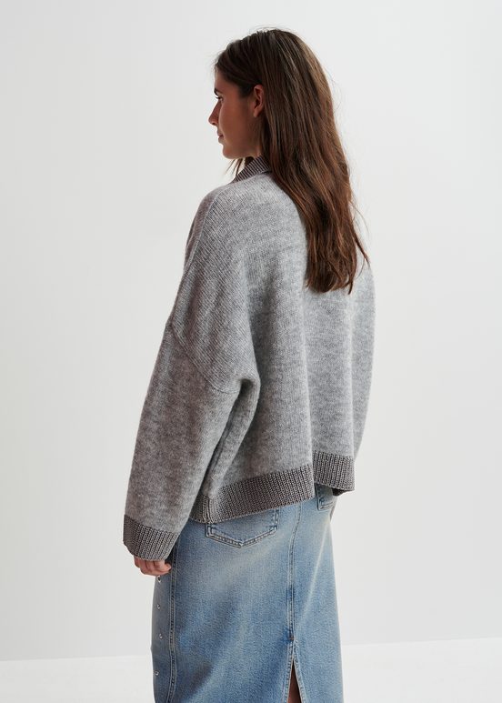 Grey knit polo sweater