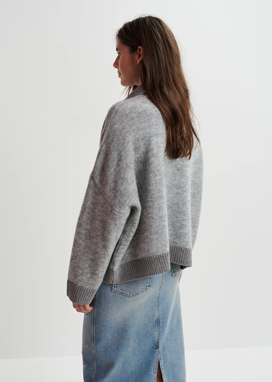 Pull polo en maille gris