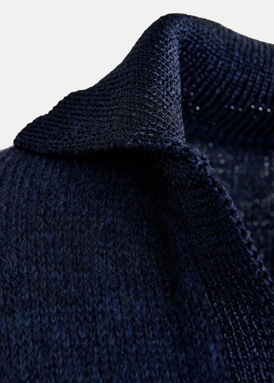 Navy blue knit polo sweater