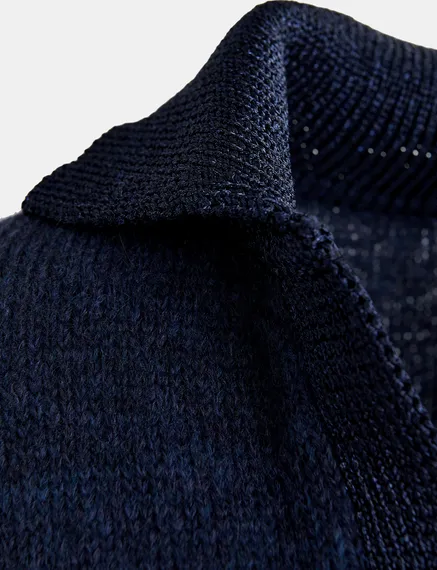 Navy blue knit polo sweater